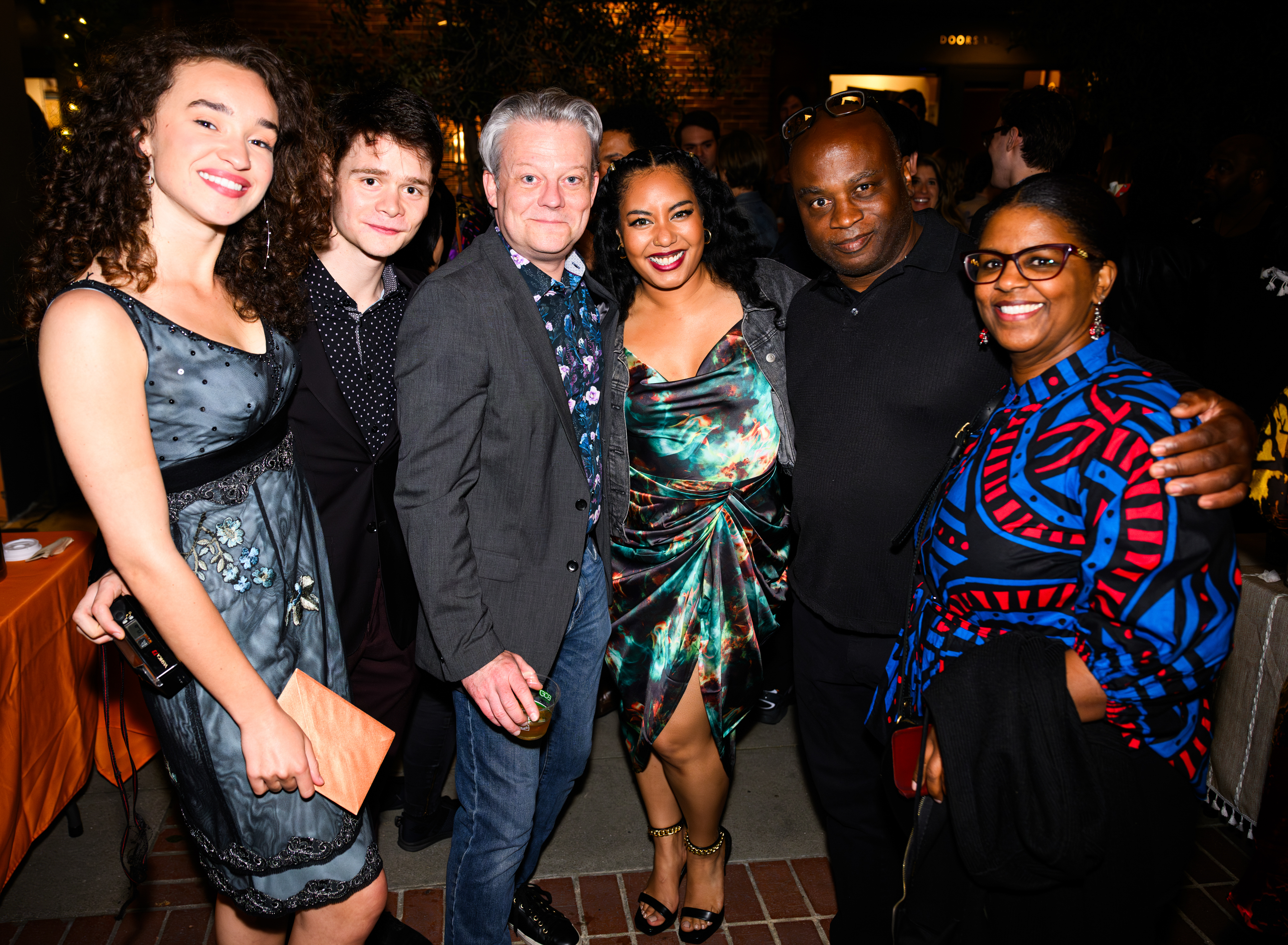 Madalynn Mathews, Jeremy Kushnier, and guests at the opening night reception for the 2023/24 production of Galileo: A Rock Musical (Photo by Ben Krantz Studio/Berkeley Repertory Theatre)