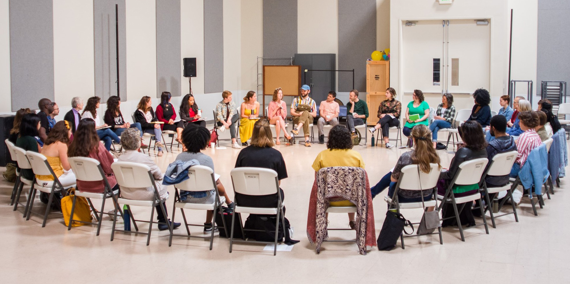 Artists, ambassadors, and staff get to know each other on the first day of the Summer Lab